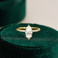 Sterling Silver Marquise Moissanite Ring, Simple Classic Style-0-0