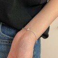wholesale S925 Sterling Silver Round Bead Snake Chain Bracelet for Women, Simple and Sweet Silver Bead Korean Style Ins Niche Accessory with a Sense of Elegance-0-0