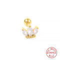 wholesale S925 Sterling Silver Small Crown Threaded Ear Stud with Diamonds, Cross-Border Best-Seller Trendy INS Ear Cartilage Pin-0-5