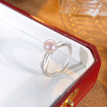 wholesale S925 Silver Original Yaxi Korean-style Minimalist Ripple High-end Adjustable Opening Natural Freshwater Pearl Ring for Women-0-3