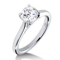 wholesale S925 Sterling Silver Plated 18K Gold Classic Four-Prong 1 Carat Ring for Women with Moissanite Diamond, Wedding Ring Wholesale-Platinum>US 11
