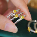 wholesale S925 Sterling Silver Square Yellow Zircon Ring for Women, Simple and Elegant Design, Exquisitely Crafted, Fashionable and Versatile-0-3