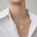 wholesale S925 Sterling Silver Jewelry, Luxury-Grade Ultra-Sparkling Zircon Cross Necklace, Unisex-0-1