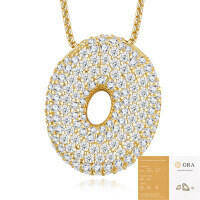 925 Silver Gold-Plated Letter Pendant Choker Necklace for Women-The letter O (including GRA certificate)