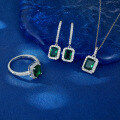 wholesale S925 Sterling Silver Emerald Ear Clasp Necklace Set, Simple Fashion Elegant Retro High-End Jewelry Gift-0-1