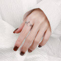 wholesale S925 Sterling Silver Antique Korean Style Small Fresh Hollow Clover Cross Ring Holder Ins Style Open Ring-0-2