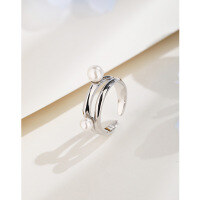 wholesale 925 Sterling Silver Pearl Ring for Women, Light Luxury, Niche, High-End Design, Adjustable Open Tail Ring for Index Finger-925 silver pearl ring with adjustable opening