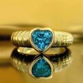 wholesale S925 Silver High Carbon Diamond Ring 6*6 Heart-Shaped Aquamarine Luxury European and American Ins Style Bestseller-0-6