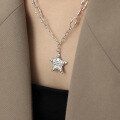 wholesale S925 sterling silver 009 Korean version ins niche design vintage distressed five-point star star chain textured necklace for women-0-3