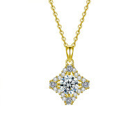 S925 Sterling Silver Luxury Four-Pointed Star Moissanite Pendant Necklace-Four-pointed star necklace (gold)  1-carat moissanite