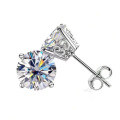 925 Sterling Silver Four-Prong 05ct Moissanite Hoop Earrings-0-3