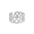 wholesale S925 Sterling Silver Korean Version Personalized Versatile Wide Hollow Ring INS Minimalist Niche Adjustable Open Ring for Women-0-4