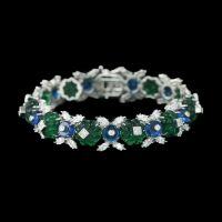 wholesale Metal Material: 925 Silver Gold Plated, High Carbon Diamond Blue-Green Fruit Tassel Light Luxury Fashion Party Jewelry Bracelet for Women-Fruit Bag 925 Silver