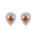 wholesale 925 Silver New 1ct Colorful Moissanite Pear-shaped Earrings,-0-1