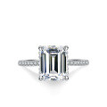 wholesale 925 Sterling Silver Cross-border Wholesale Wish Moissanite Ring for Women, Emerald Cut Pagoda Moissanite 4 Carat Diamond Ring-0-4