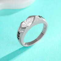 wholesale S925 Sterling Silver Cross-Border Rhombus Moissanite Marquise Ring for Women, High-End Fashion New Product Minimalist Hand Jewelry Wholesale-5*10 (Moissanite) Ring Size 9