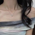 wholesale S925 Sterling Silver Balance Beam Full Diamond Pearl Pendant Necklace, Light Luxury Niche Design, Elegant and Versatile Shell Pearl Collarbone Chain-0-1