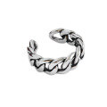 wholesale S925 sterling silver 1016 Korean version ring, ins designer vintage distressed artistic thick chain open ring-0-4