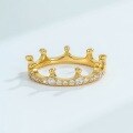 wholesale S925 Silver Gold-Plated New Light Luxury Retro Plum Blossom Crown Coronation Ring for Women, Japanese and Korean Style Hollow Vintage Ring-0-3