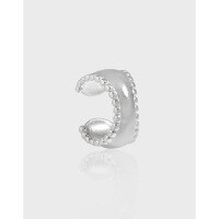 wholesale S925 Sterling Silver 742 Korean Version Minimalist Small Design Ins-style Unique Beaded Edge C-shaped Ear Clip for Women Without Piercings-18K gold 925 silver