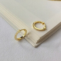 wholesale S925 Sterling Silver Geometric Fashion Earrings With Micro-set Zirconia And Design For Wholesale-E1274E-Golden color earrings 925 silver