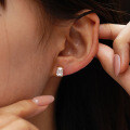 Sterling Silver Moissanite Earrings, Emerald-Cut Rectangle, Light Luxury Style, Cross-Border Wholesale-0-1