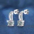 S925 Sterling Silver 1ct Moissanite Four-Prong Stud Earrings-0-1