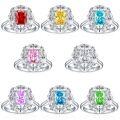 wholesale S925 Sterling Silver 15ct Princess-Cut Diamond Wedding Ring with Ice Flower Cut, Luxurious and High-End 6*8 Colored Gemstone High-Carbon Diamond Women's Ring-0-4