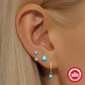wholesale S925 Sterling Silver Turquoise Inlaid Diamond Marquise Ear Hoops-0-2