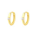 wholesale S925 Sterling Silver Simple High-end Single Zircon Earring Hoop Geometric Ear Clasp-0-5