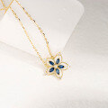 wholesale 18K Gold Artli Jewelry Artistic Retro Hollow Flower High Sapphire Full-Cut Diamond Necklace Jewelry Manufacturer Wholesale-0-2