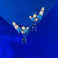 wholesale S925 Silver New Floral Cluster Full Diamond Earrings Fashion Blue Diamond Studs Luxury High-End Sense-0-3