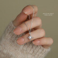 wholesale S925 Sterling Silver Korean-style Light Luxury Super Sparkling Zirconia Four-pointed Star Necklace For Women, Trendy And Versatile Simple Star Collarbone Chain-0-1