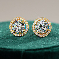 S925 Sterling Silver Moissanite Stud Earrings, Luxury Classic Design, Cross-Border Wholesale.-0.5ct (set with zircon)  925 silver