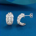 wholesale S925 Silver Plated Three-Row Oval Zircon Ear Studs, European and American Retro Style with a Sense of Design-0-1