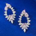 wholesale S925 Sterling Silver 1-carat Pink Diamond 6*6 Heart-shapedEarrings for Women, Fashion and Versatile-0-3
