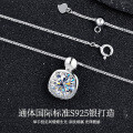 S925 Sterling Silver Amazon Fashion Square Moissanite Pendant Necklace-0-0