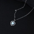 wholesale S925 Sterling Silver Fresh Sweet Ins Style Design Inlaid Opal Heart Necklace Y01576-0-4