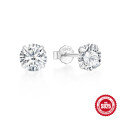 wholesale 925 Sterling Silver Classic Four-Prong Diamond Inlaid INS Minimalist Style Earrings, Same as Xiaohongshui Hot-Selling In-Stock Earrings-0-6