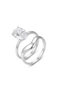wholesale 925 Sterling Silver Moissanite Two-Piece Set Oval Ring for Women, Smooth Minimalist Stackable Style Bestseller-0-6