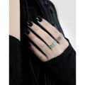 wholesale S925 Sterling Silver 676 Niche, Unique, Trendy, Cool, High-End, Irregular Texture, Mint Green Resin Drip Ring for Women-0-2