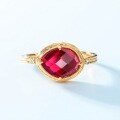 wholesale S925 Sterling Silver New Fashion Minimalist Geometric Ruby Ring, Stylish and Unique, Available for Drop Shipping-0-2
