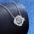 Metal Moissanite Necklace, Ocean Heart Pendant, Women's Delicate, Simple and Versatile Design-0-0