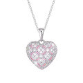 wholesale 925 Sterling Silver Pink Heart Necklace for Women, Fashionable and Luxurious, Trendy and Instagrammable, Unique Summer Design, Small and Chic Heart-Shaped Collarbone Chain-0-5