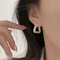 wholesale S925 Sterling Silver Minimalist Threaded Triangle Geometric Earrings for Women, New Trendy Niche Heavy Duty Ear Accessories-0-2