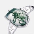 wholesale S925 Sterling Silver Geometric Irregular Moss Agate Ring Women Fashion Trendy Aquatic Plant Agate Ring Cross-Border Exclusive-0-4