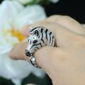 wholesale 925 Silver Gold Plated Ring with High Carbon Diamond, Zebra Black Enamel, Hot Selling Niche Versatile Jewelry for Women-0-1
