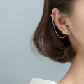 wholesale S925 silver Korean-style elegant C-shaped trendy triple-layer ear clip versatile long ear chain earrings G4375-0-4