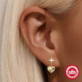 wholesale S925 Sterling Silver Eight-Pointed Star Heart Pendant Stud Earrings with Pearl and Rhinestone-0-1
