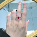 wholesale Metal: S925 Silver Pigeon Blood Red 6*8mm Oval Ring, Fashion Minimalist Luxury Personality Ins Trendy-0-3